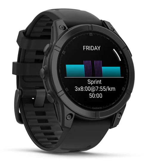 Смарт-годинник Garmin Fenix E – 47 mm, AMOLED Slate grey steel with Black silicone band