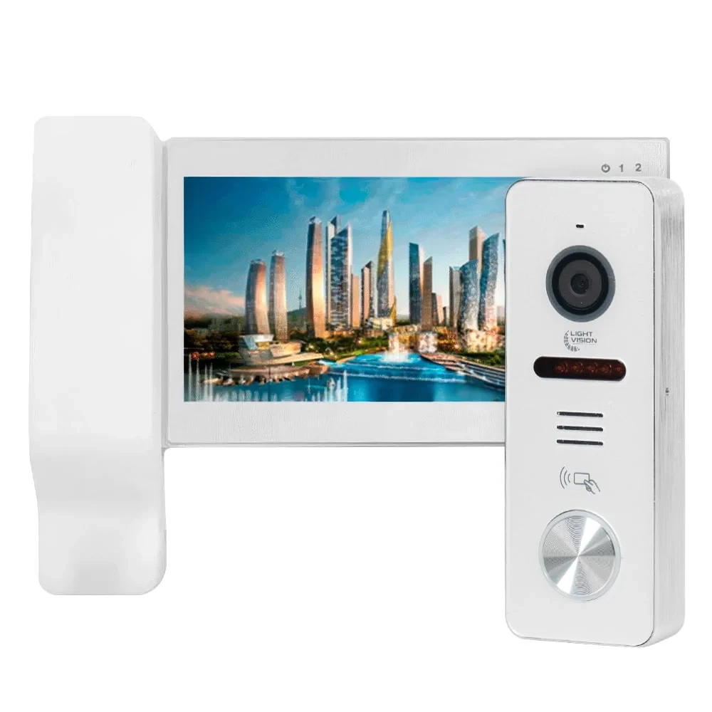 Комплект відеодомофона Light Vision: відеодомофон 7" SEOUL та відеопанель 2Mp White (82-00232-82-00242)