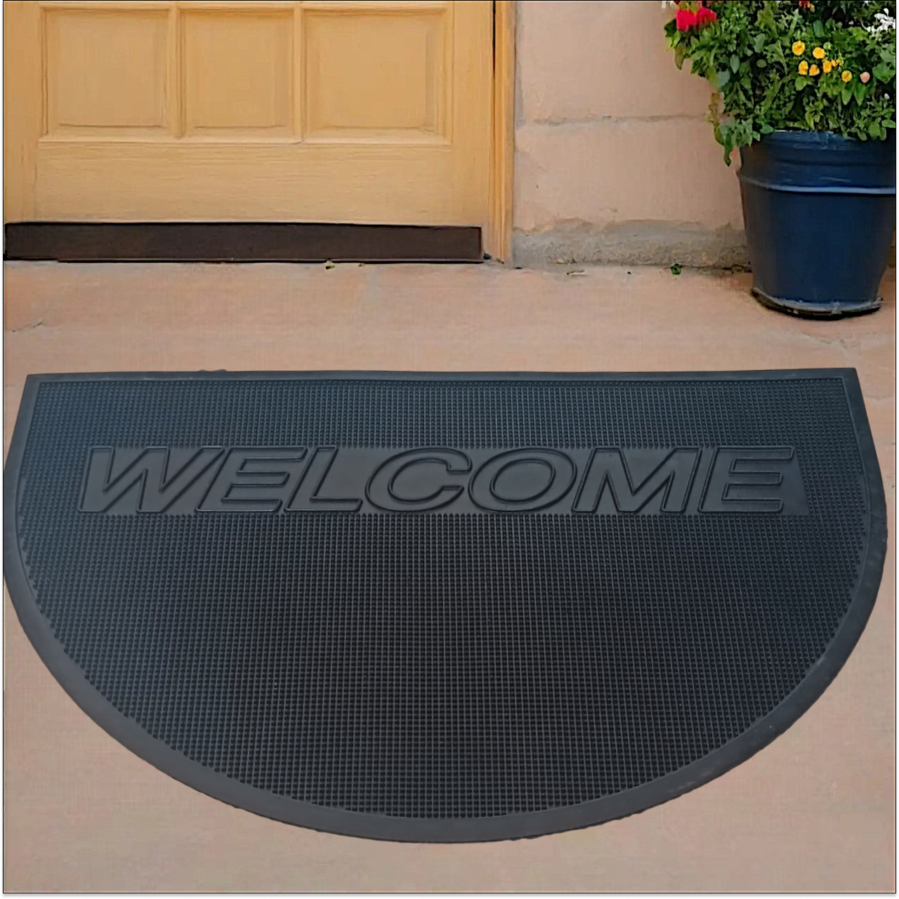 Килим придверний брудозахисний Welcome 60х90 см напівкруглий, фото 1