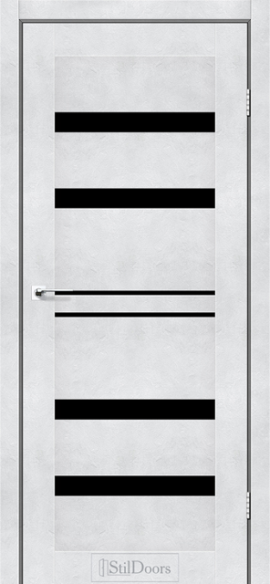 Двері міжкімнатні Стільдорс/ StilDoors CUBA - Світлий бетон (з чорним склом), фото 1