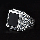 Шикарна чоловіча срібна печатка з оніксом з срібла 23,5 розмір, фото 2