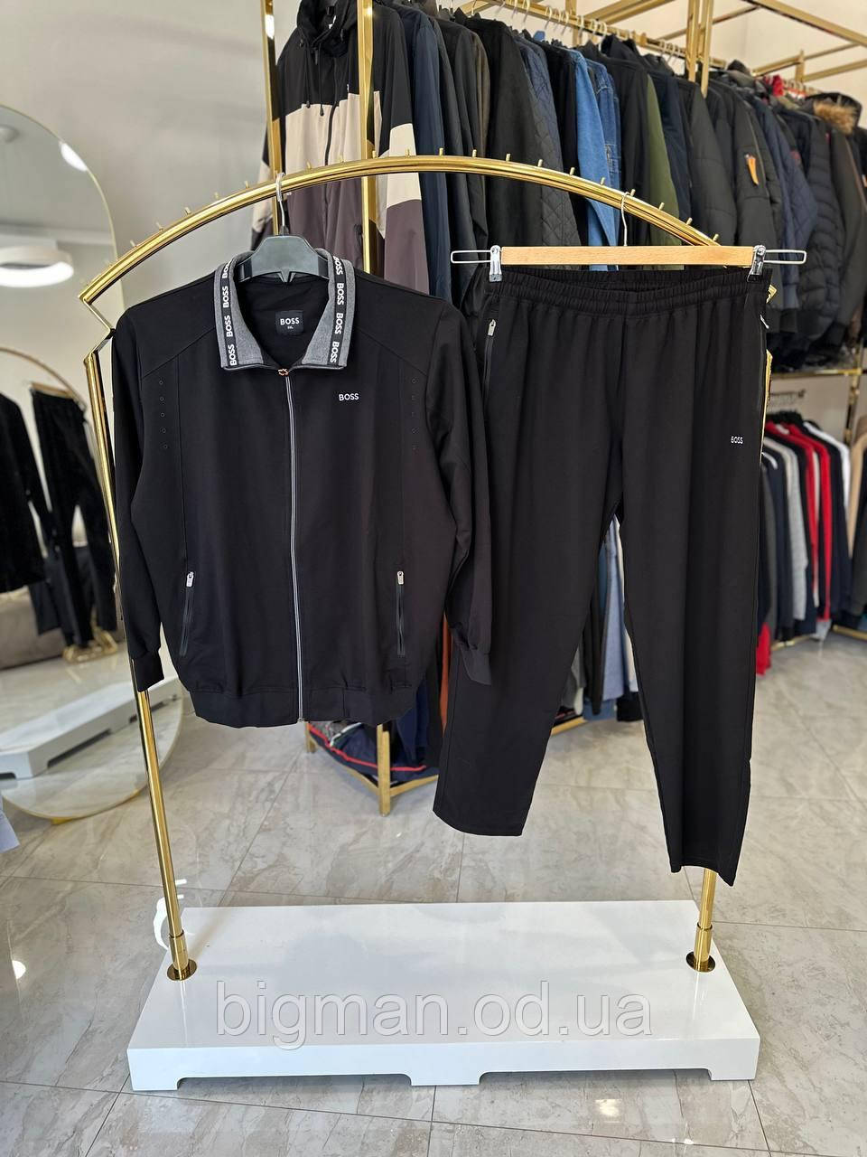 Чоловічий спортивний костюм BOSS 9717 батал 3-7XL чорний