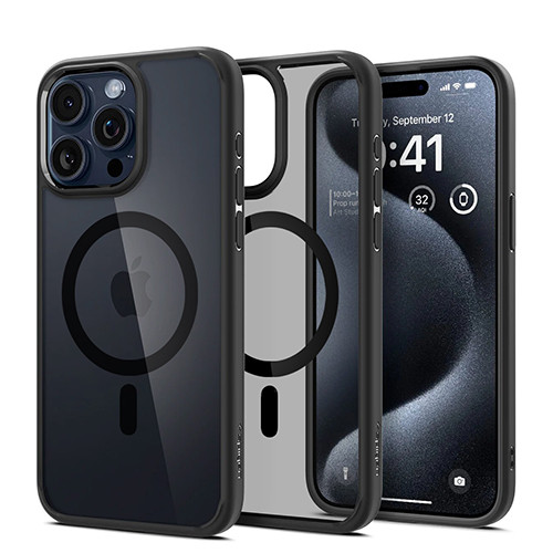Прозорий чохол Spigen Crystal Black with MagSafe для iPhone 15 Pro
