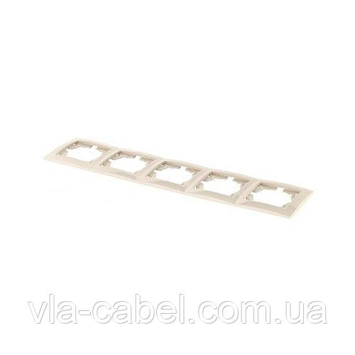 Рамка п'ятірна, п'ятимісна горизонтальна крем IDEAL BEIGE "MARSHEL" Туреччина, фото 1