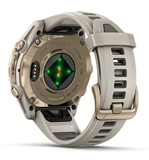 Смарт-годинник Garmin Fenix 8 – 43 mm AMOLED Sapphire, Soft Gold with Fog grey/dark sandstone silicone band, фото 6
