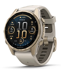Смарт-годинник Garmin Fenix 8 – 43 mm AMOLED Sapphire, Soft Gold with Fog grey/dark sandstone silicone band, фото 4