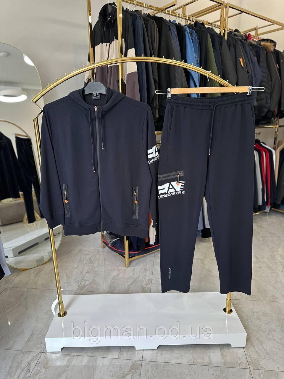 Чоловічий спортивний костюм EA7 2425 батал 3-7XL т-синій
