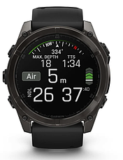 Смарт-годинник Garmin Fenix 8 – 51 mm, AMOLED Sapphire, Carbon grey DLC with Black/pebble grey silicone band, фото 4
