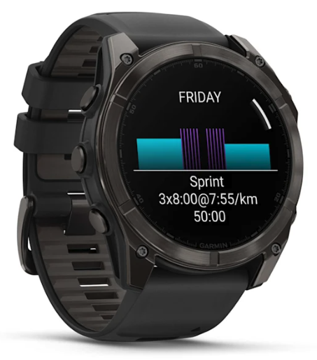 Смарт-годинник Garmin Fenix 8 – 51 mm, AMOLED Sapphire, Carbon grey DLC with Black/pebble grey silicone band