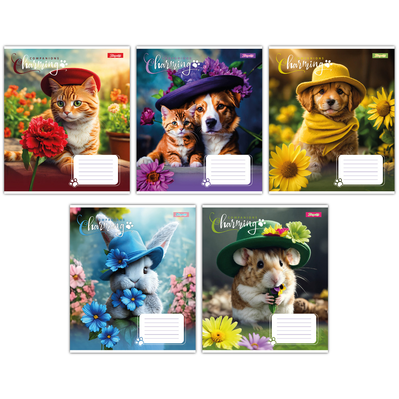Зошит шкільний 1B Charming companions А5 12 аркушів коса лінія 1 Вересня (767202)