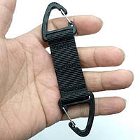 Подвійний карабін на стропі, карабін тактичний (чорний)