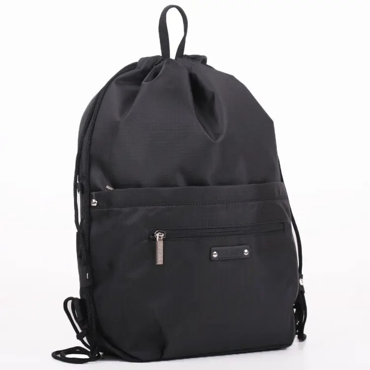 Сумка рюкзак торбинка мішок дитячий для змінного взуття чорний міський на шнурку з кишенями Dolly 841 30х43х12 см