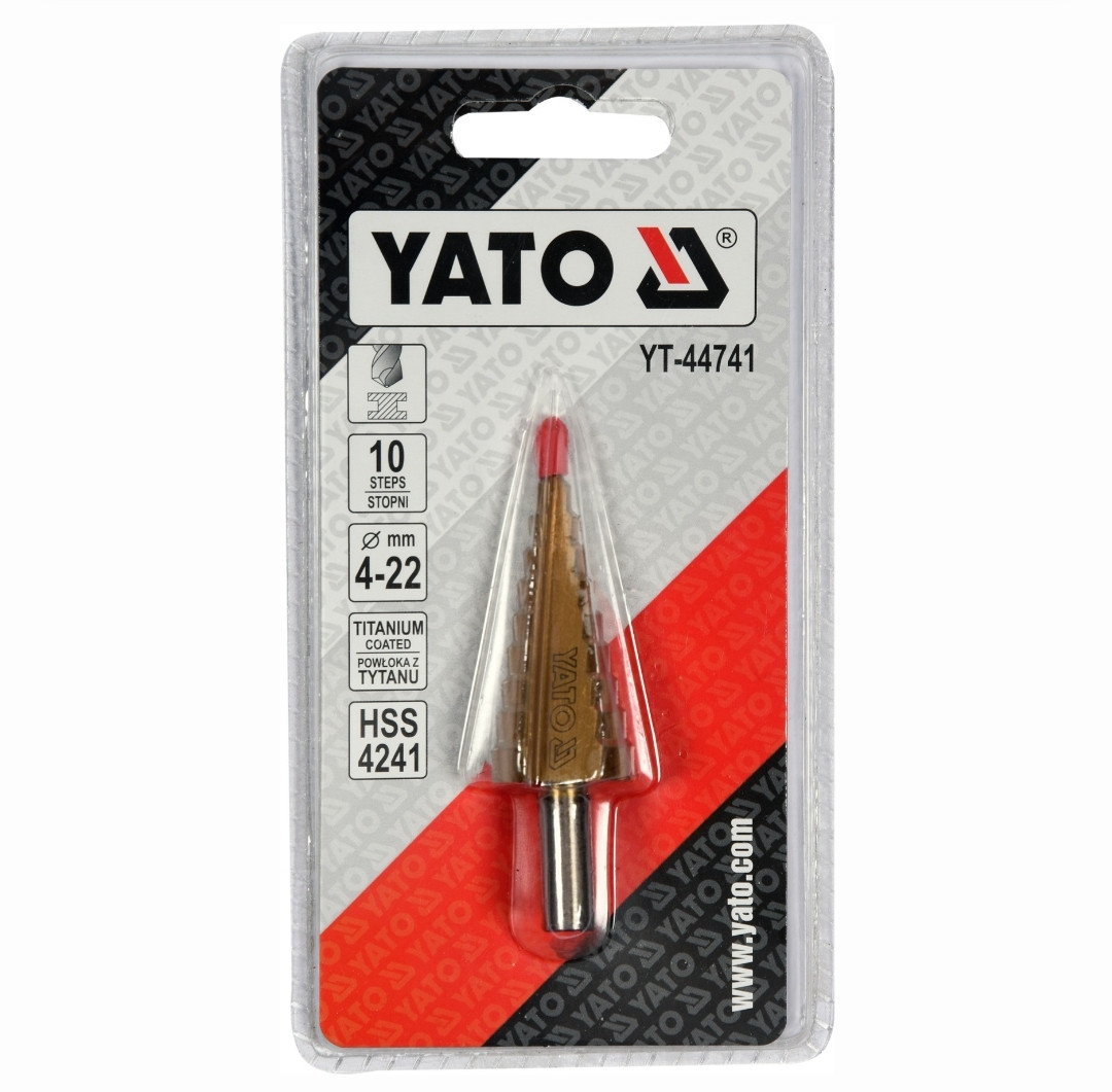 Свердло конічне ступеневе по металу 4-22мм, 75мм YATO, фото 1