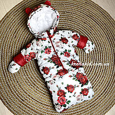 Зимовий дитячий теплий комбінезон-трансформер 3в1 для новонародженого: 0-2 роки, фото 4