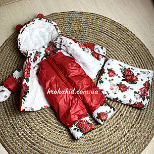 Зимовий дитячий теплий комбінезон-трансформер 3в1 для новонародженого: 0-2 роки, фото 2