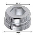 Перехідник адаптер для аератора на вилив змішувача J.G. хром метал М22 зовнішнє різьблення на М24 зовнішнє різьблення, фото 2