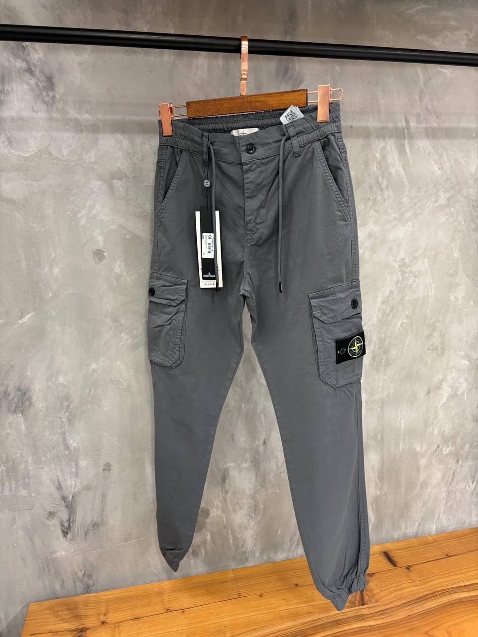 Чоловічі котонові штани карго STONE ISLAND D12290 сірі 30, 31, 32, фото 1