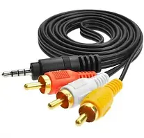 Кабель 3RCA - mini Jack 3.5 4C - 3шт.RCA, 1,2 м, чорний в упаковці