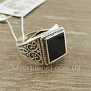 Шикарна чоловіча срібна печатка з оніксом з срібла 23,5 розмір, фото 6