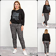 Костюм з джинсами жіночий трикотажний чорний двійка