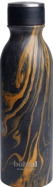 Пляшка термос металева SmartShake Bohtal Insulated Flask Black Marble 600 мл коричнева