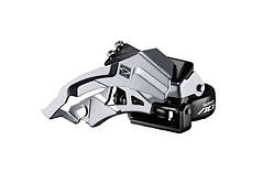 Перемикач передній  нижній хомут в+н/тяга  max-40T под трубу 34,9мм (адаптер 31,8) срiблястий з чорним SHIMANO