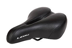 Сідло комфортне з отвором та амортизаторами 258*184 K.San YBT-7198 з логотипом LEON чорне