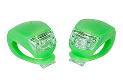 Мигалка задня велосипедна 2шт BC-RL8001 біле + червоне світло LED силіконовий (зелений корпус)