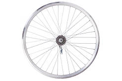 Колесо задн. VLT 28" AL 36H Двосторонній. дорожній. silver; Втулка тормозна VELOSTEEL (Чехія) на гайках