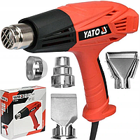 Фен технічний YATO 450˚/600˚ 250/500 л/хв регулятор температури + 4 насадки