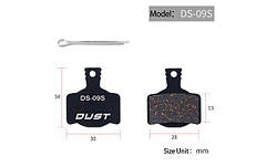 Колодки гальмівi напівметал пiд дискi гальма DUST DS-09S 
Пiдходити пiд дискової гальми MAGURA MT2, MT4, MT6,