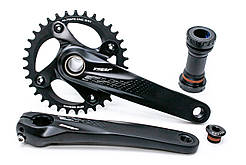 Шатун велосипедний  алюмінієвий  L175мм 34T T-Self AZ9-AS320 у комплекті з кареткою, з інтегр.віссю