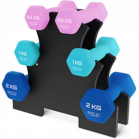 Набір гантелей вінілових 4FIZJO Classic 7 кг зі стійкою (P-5905973403221)