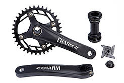 Шатун с кареткой в комплекте алюміній L170мм 36T с интегр.осью чорний PROWHEEL CHARM-36-TT