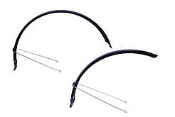 Крила щитки велосипедні 26" Pl ширина80мм BRAVVOS X080 чорний зі стійкою переднє 360мм, заднє 360мм повнорозмірне