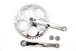 Шатун для дорожного велосипеда  сталь L165мм 46T під квадрат срiблястий HX-F-AM001 HOX