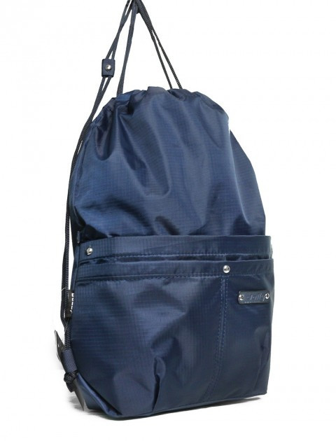 Рюкзак сумка мішок на шнурках синій для змінного взуття легкий спортивний міський з кишенями Dolly 843