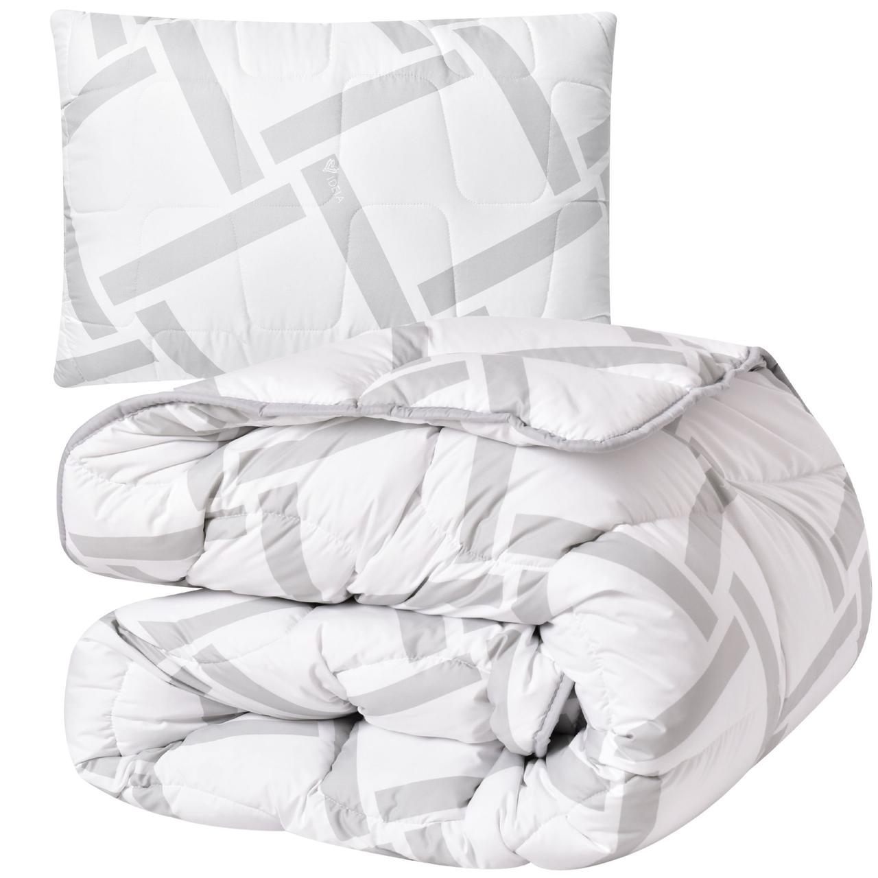 Набір подушка 50х70 см 2 шт та полуторна ковдра 140х210 см elegantly ideia, аналог лебединого пуху