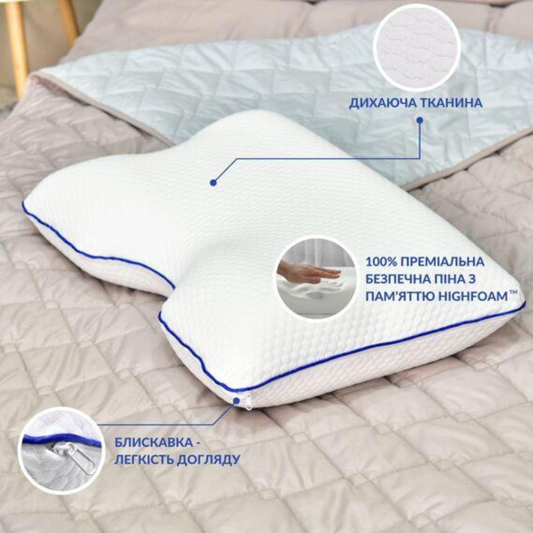 Подушка ортопедична MEMORY FOAM IDEIA контурна 58х42х13 см з ефектом пам`яті