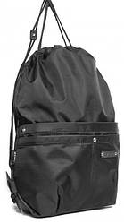 Рюкзак сумка мішок на шнурках чорний для змінного взуття легкий спортивний міський з кишенями Dolly 843