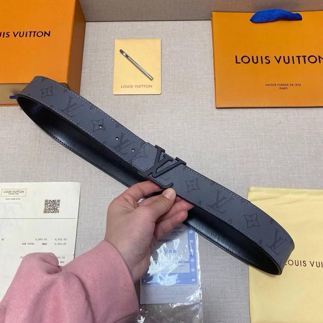 Сірий шкіряний Ремінь Louis Vuitton