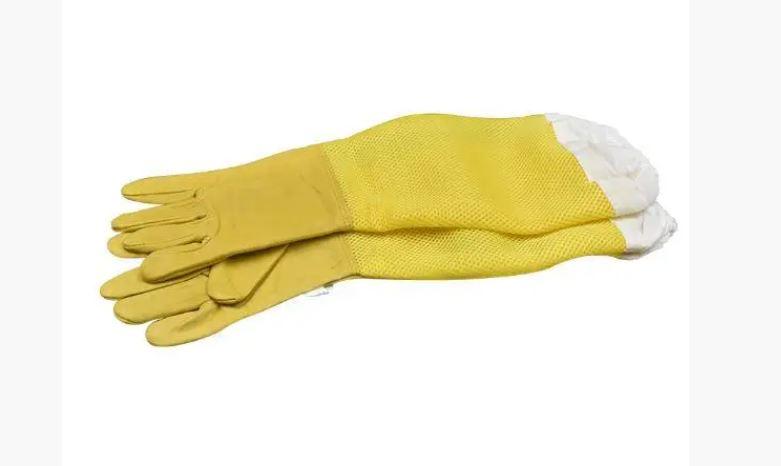 Рукавички дитячі шкіряні для бджоляра з нарукавниками Якісні рукавички з нарукавниками (розмір S)