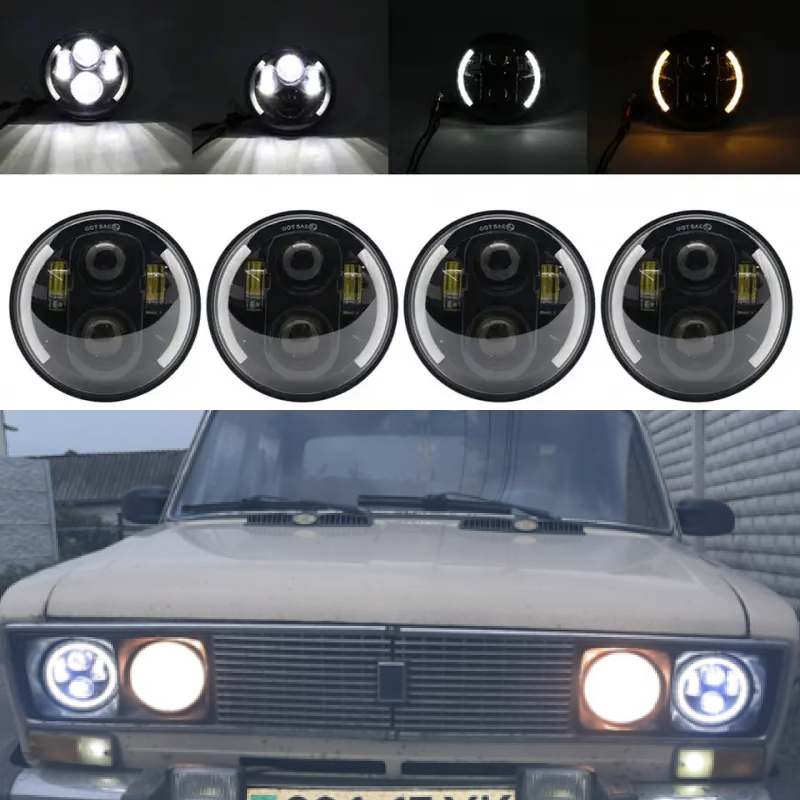 Світлодіодні фари ВАЗ 2103-2106 LED (140 мм 5,75") 60 W + повороти Premium шт.