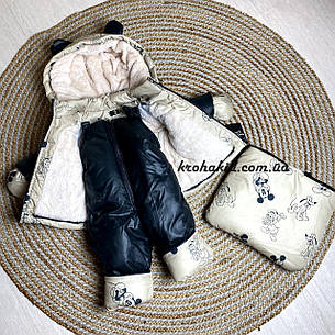 Зимовий дитячий теплий комбінезон-трансформер 3в1 для новонародженого: 0-2 роки, фото 2