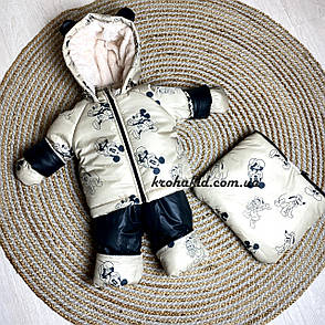 Зимовий дитячий теплий комбінезон-трансформер 3в1 для новонародженого: 0-2 роки, фото 1