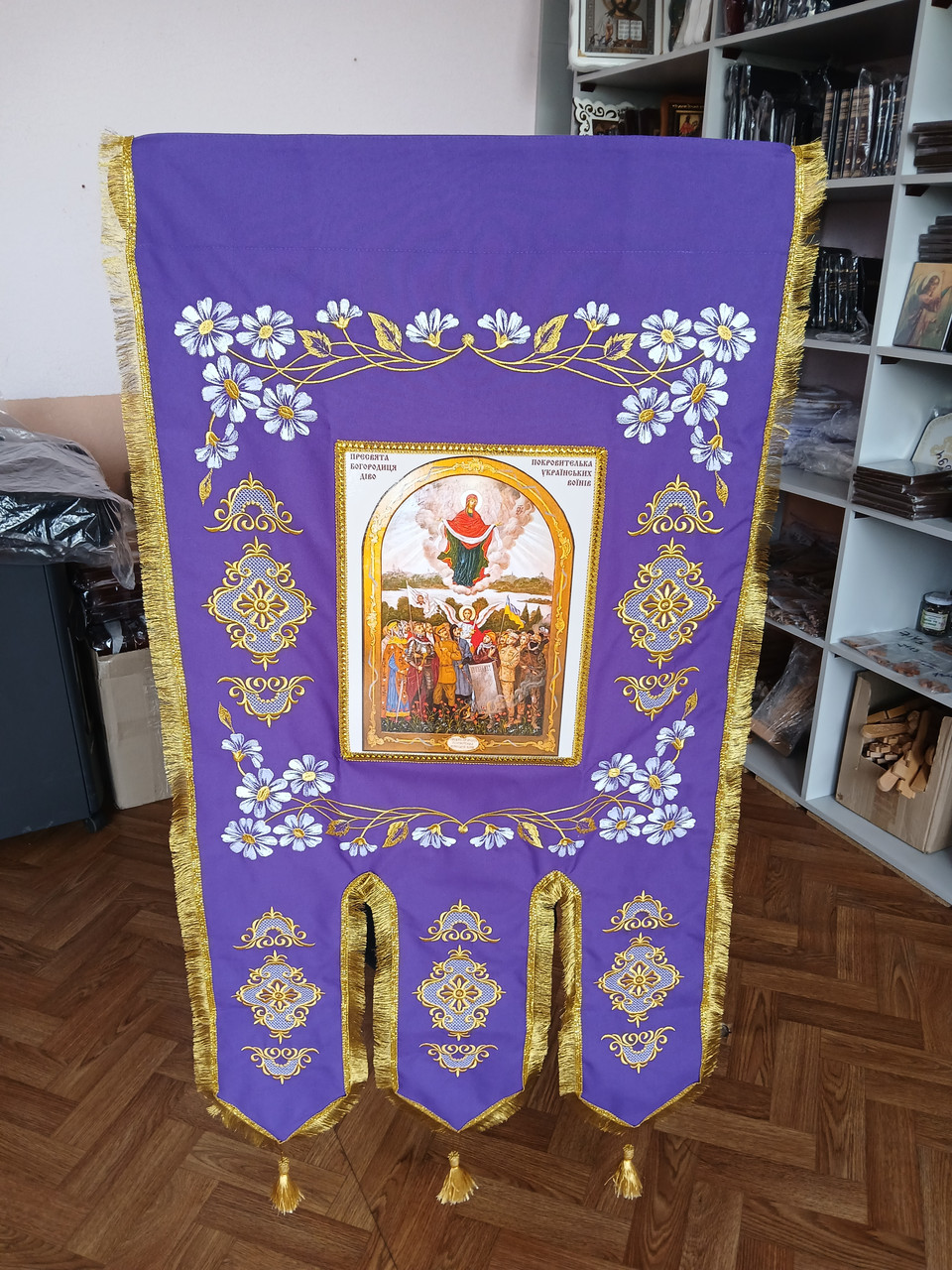 Церковна Хоругва тканинна (на габардині) 115 на 60см