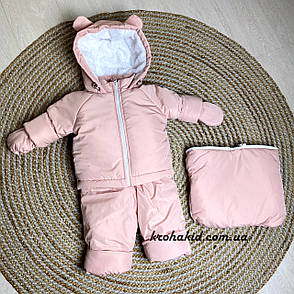 Зимовий дитячий теплий комбінезон-трансформер 3в1 для новонародженого: 0-2 роки, фото 1