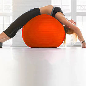 М'яч для фітнесу (фітбол) WCG 55 Anti-Burst 300кг Помаранчевий + насос. Гладкий м'яч для розтяжки. М'яч для йоги