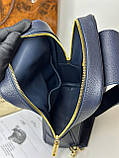 Сумка чоловіча нагрудна шкіряна темно-синя преміум, фото 2
