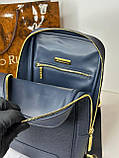 Сумка чоловіча нагрудна шкіряна темно-синя преміум, фото 3